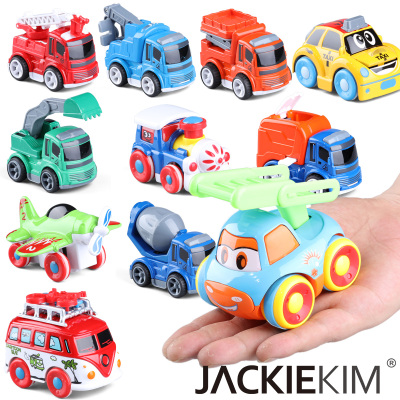 合金车模玩具卡通飞机消防卡车工程车巴士Q版重力惯性儿童玩具车