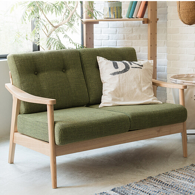 日式北欧小户型实木家具店铺简约布艺沙发单人双人咖啡厅沙发卡座