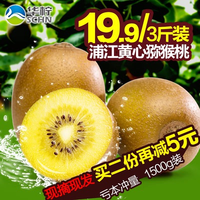 华柠 蒲江黄心猕猴桃 四川特产约3斤奇异果中小果猕猴桃