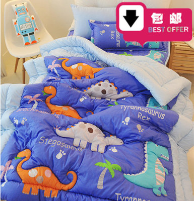 【超级推荐】韩国进口代购床品可爱恐龙男孩宝宝纯棉被子特价包邮
