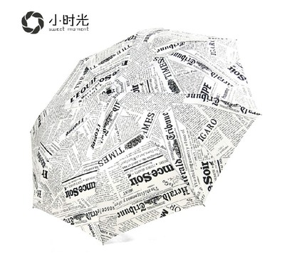 小时光创意报纸雨伞三折太阳伞全英文字母时尚英伦风伞超轻折叠伞