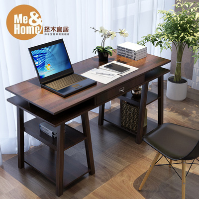 简约实木台式电脑桌 家用简易书房办公桌简易书桌笔记本电脑桌QH2