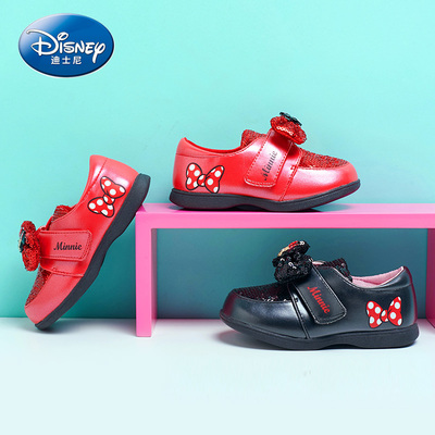 Disney/迪士尼女童皮鞋中小童黑色休闲单鞋春秋公主鞋1116434430