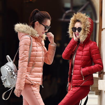 2016新款冬装女装棉衣两件套时尚潮秋装加厚羽绒棉服套装休闲韩版