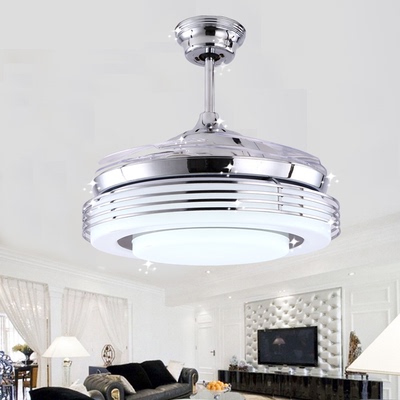 LED隐形风扇电扇吊扇带扇吊灯变光伸缩现代简约时尚餐厅卧室客厅