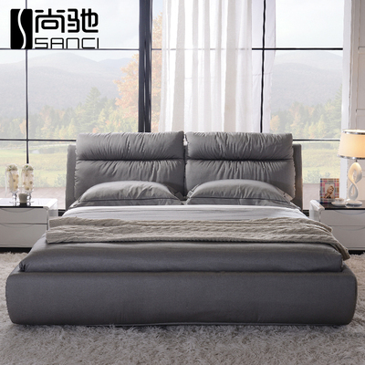 尚驰  布艺床简约现代软体布床可拆洗小户型双人床1.8米床GB-066