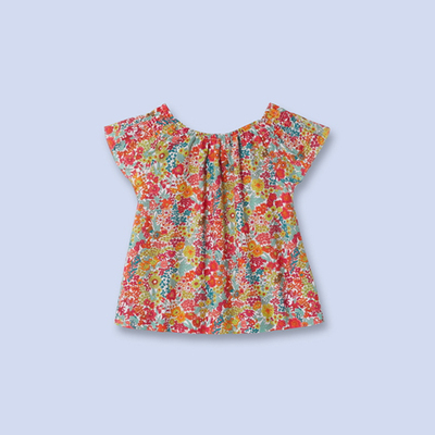 2015春夏新款 纯棉女童衬衫 法国J家高级童装 女童碎花短袖娃娃衫