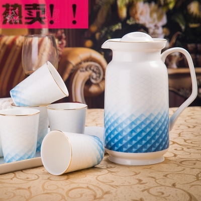 2016创意陶瓷水杯套装耐热水具家用杯具整套凉水壶冷水杯子带托盘
