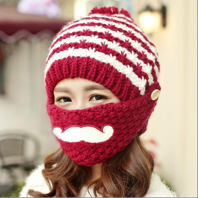 2015新款帽子女冬天季韩国版潮学生保暖护耳针织毛线帽加绒口罩帽