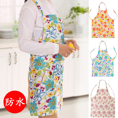 韩版厨房可爱家居时尚公主围裙印花PVC防水 无袖防油围裙加厚