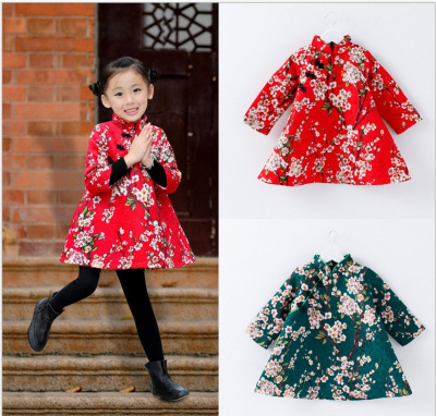 童装女童新年中国风对肩褂舞蹈衣民族风可爱宝宝衣服外套喜庆童装