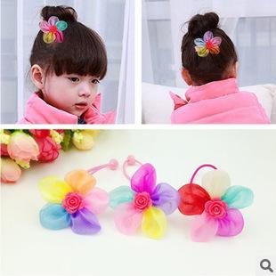 韩国绢纱花朵发饰儿童发绳发圈发夹女童皮筋宝宝发卡头饰儿童