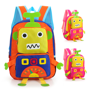 卡通可爱机器人儿童书包幼儿园小班中班宝宝帆布双肩包男童小背包