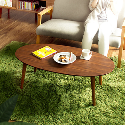 简约现代小户型办公室实木创意椭圆形可折叠迷你茶几木头小茶桌子