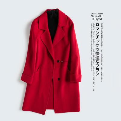 全手工订制高端精品女装2017冬季新款中长款舒适92%羊毛大衣红色