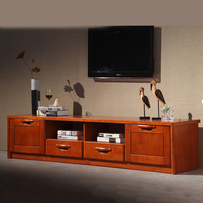 索罗斯电视柜地柜客厅家具电视墙电视机柜中式实木电视柜茶几组合