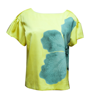 TQ原创设计师品牌宽松均码黄色上衣T恤花纹清新甜美公主风