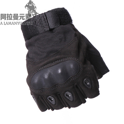 阿拉曼元素黑鹰战术手套半指防护手套军迷防滑作战手套骑行手套