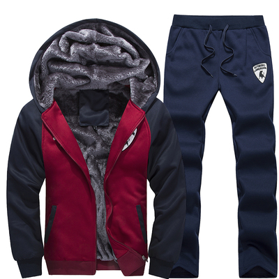 2015新款冬季青少年加绒加厚保暖运动休闲套装