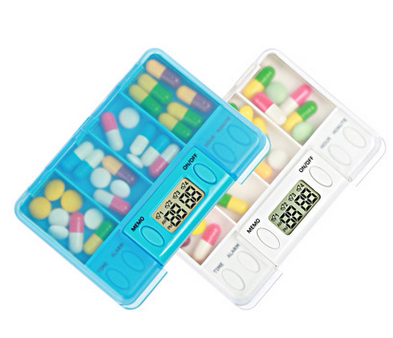 便携式塑料药盒多格药品收纳盒老人药物储蓄盒智能电子吃药提醒器