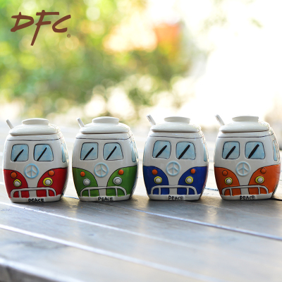 DFC卡通陶瓷调味罐套装 3d立体手绘厨房用品调料盒 创意盐罐糖罐