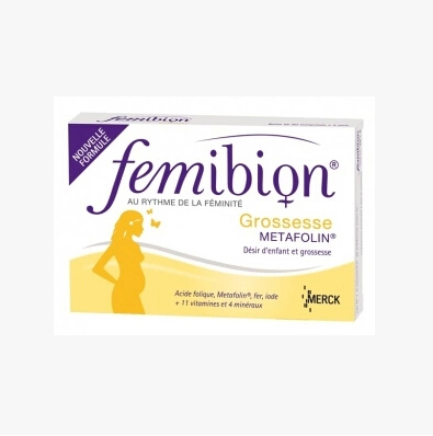 代购-法国Femibion 孕妇叶酸维生素1段60粒 2月量 孕前到孕后12周