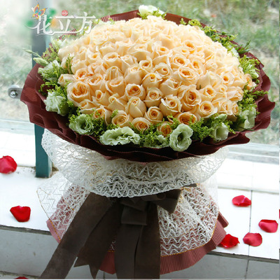 99朵香槟玫瑰花束鲜花速递同城全国合肥上海武汉广州成都深圳送花