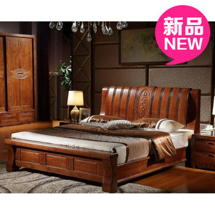 全实木床特价1.8 米单双人橡木床酒店卧室现代中式小户型欧式床