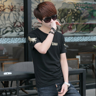 夏季新款男士短袖t恤韩版中大学生班服修身青少年打底衫潮上衣服