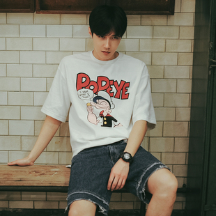 短袖t恤男夏季新款韩版潮流学生卡通大力水手印花上衣打底衫