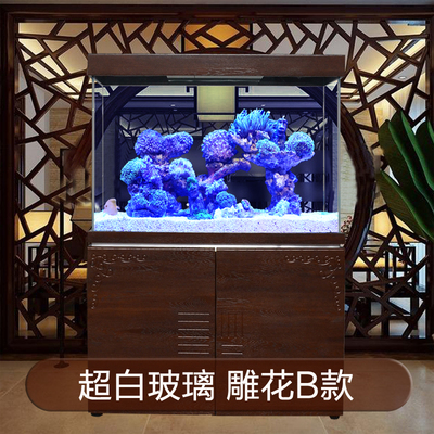 Eyckee爱客超白玻璃靠墙鱼缸实木工艺下过滤免换水生态靠墙水族箱