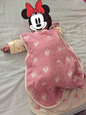日本代购蘑菇婴儿睡袋秋冬加厚纱布儿童空调被宝宝防踢被新生儿