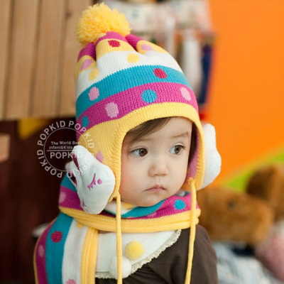 儿童帽子 宝宝帽子围巾毛线帽兔子护耳针织帽套头帽小孩子帽秋冬
