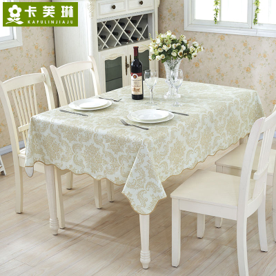 PVC餐桌布防水防油欧式田园布艺格子免洗茶几台布塑料桌垫圆桌布