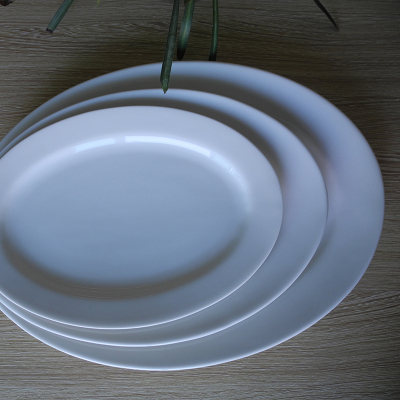 大号陶瓷护手椭圆形盘子菜盘 蒸鱼盘烤鱼盘 中式餐具微波炉可用