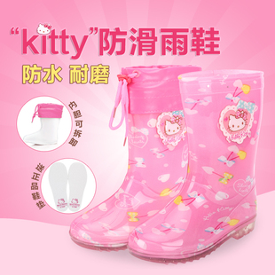 正品Hello Kitty雨鞋 儿童水鞋学生防滑保暖雨鞋加厚女童套鞋幼儿
