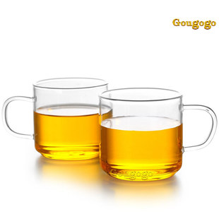 耐高温带把玻璃杯加厚透明小茶杯创意茶具品茗杯水杯酒杯功夫茶杯