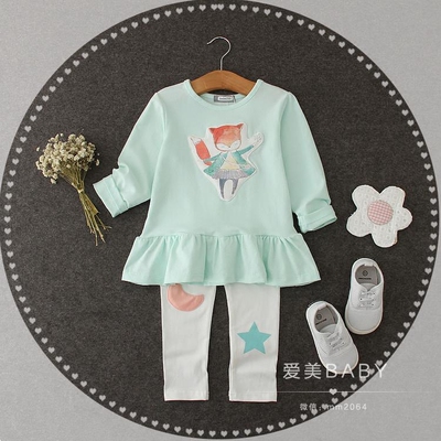 0-1-2-3岁女童女宝宝秋装套装韩版长袖T恤打底衫长裤子两件套纯棉