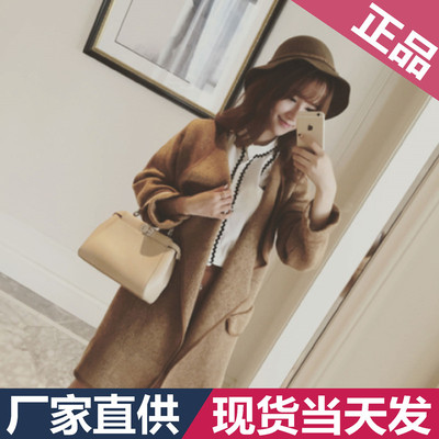 2015新款秋装韩版纯色中长款开衫针织衫女宽松插肩袖长袖外套显瘦