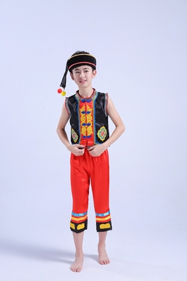 儿童少数民族表演服男童苗族演出服壮族傣族舞蹈服葫芦丝表演服装