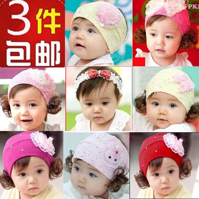 欧美宝宝婴儿童韩国公主版棉女头发饰春夏蕾丝假发发带0-1岁包邮
