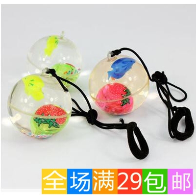 带绳子闪光水晶球 透明发光弹力球跳跳球 夜市地摊货儿童玩具