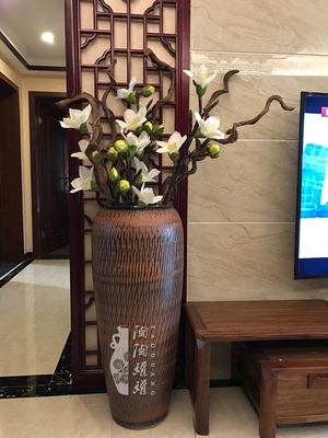 现代中式景德镇陶瓷落地大花瓶摆件别墅客厅餐厅酒店装饰插花组合