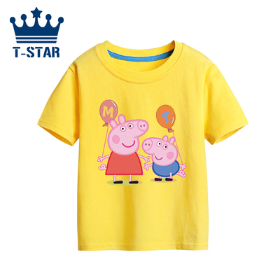 儿童宝宝印花T恤纯棉短袖女童小童衣服班服3-6岁小女孩学生上衣童