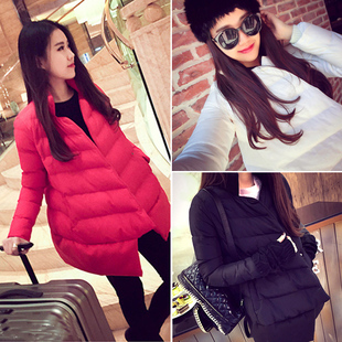 2015冬装新款女装韩版加厚保暖中长款长袖斗篷宽松棉衣女学生棉服