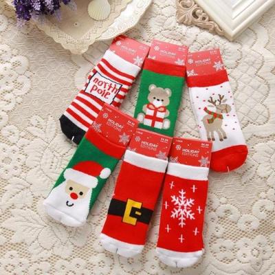 高品质圣诞宝宝袜 加厚毛圈保暖新年节日袜子 儿童袜子