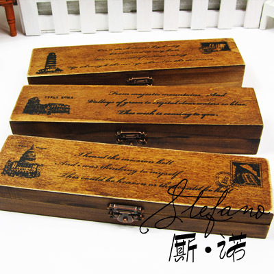2个包邮韩国创意木质文具盒木头木制笔盒铅笔盒 小号桌面收纳盒