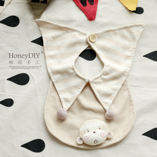 honeyDIY 有机彩棉天使猴宝宝口水巾 婴儿围嘴 宝宝饭兜 材料包