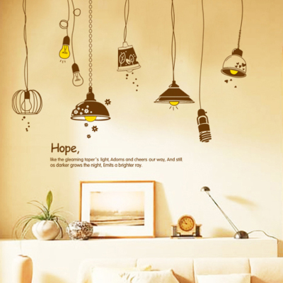 背景墙纸墙贴客厅贴简约文艺卡通创意挂线灯泡墙壁装饰贴画咖啡店