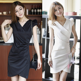 韩版夏天衣服女装时尚性感成熟修身包臀短袖短款晚礼服小礼服裙子